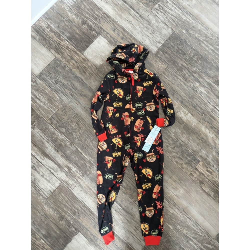 Food  One Piece Pajamas Size 4-5 Boy Union Suit Blanket Sleeper Small Pizza Taco